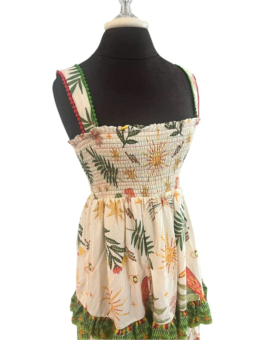 Shore Brand Thalia Tiered Toucan Dress Cotton Small $285 Retail Resort Festival - Picture 3 of 6